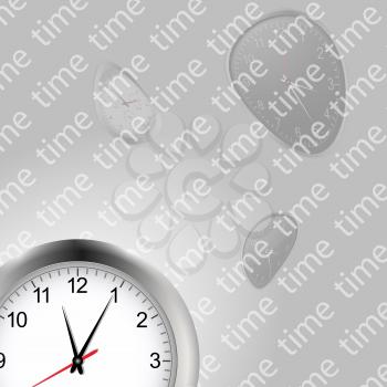White Clock Background with Deformed Clocks and Text Over Gray Gradients