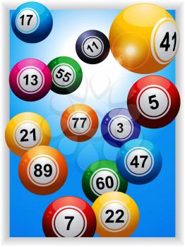 Bingo Balls Over Blue Panel with Lens Flares Background