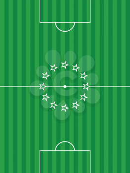 Green Football Soccer Pitch Background with Stars on is Centre