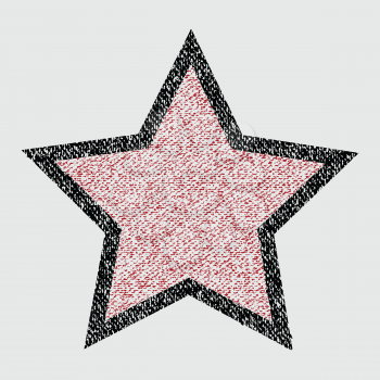 Hand Drawing Style Crayons Black and Red Star Over White Background