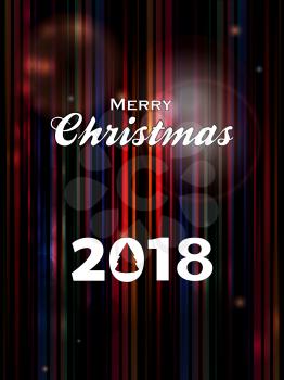 Abstract Striped Glowing Background with Merry Christmas 2018 Decorative Text 