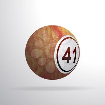 3D Illustration of a Bingo Lottery Ball Made of Brown Red Crumpled Material with Shadow