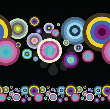 Royalty Free Clipart Image of a Circle Pattern on Black