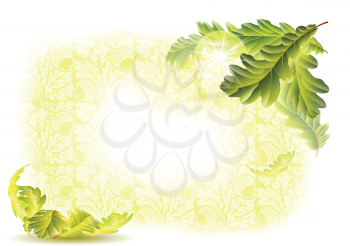 Royalty Free Clipart Image of a Frame With Oak Leaves and Acorns