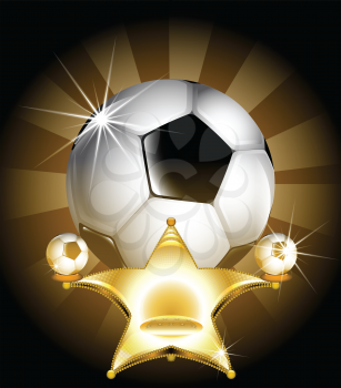Royalty Free Clipart Image of a Shining Star and Soccer Ball