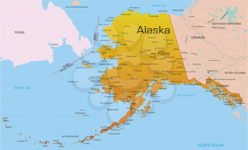 Royalty Free Clipart Image of a Map of Alaska