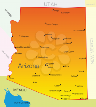 Royalty Free Clipart Image of a Map of Arizona