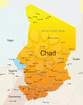 Royalty Free Clipart Image of a Map of Chad