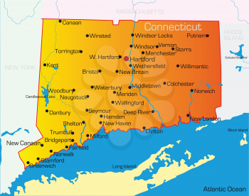 Royalty Free Clipart Image of a Map of Connecticut
