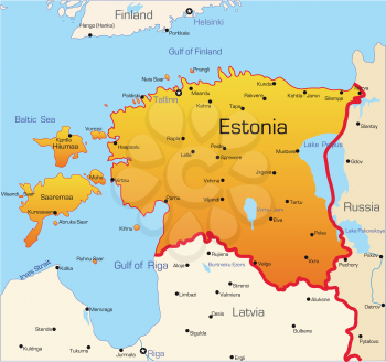 Royalty Free Clipart Image of a Map of Estonia