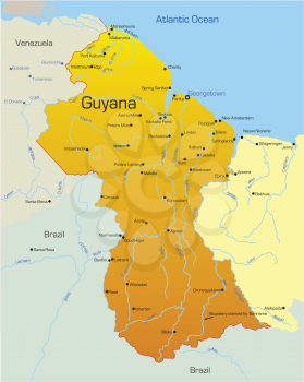 Royalty Free Clipart Image of a Map of Guyana