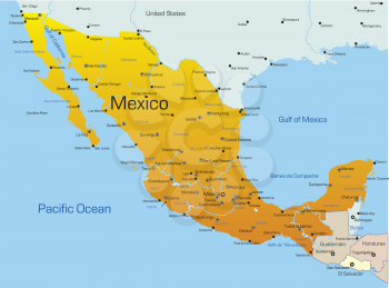 Royalty Free Clipart Image of a Map of Mexico