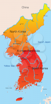 Royalty Free Clipart Image of a Map of Korea