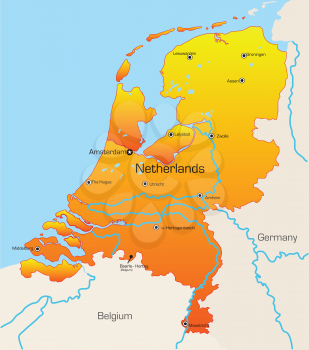 Royalty Free Clipart Image of a Map of the Netherlands