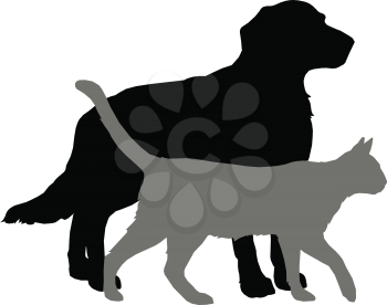 Royalty Free Clipart Image of a Dog and a Cat