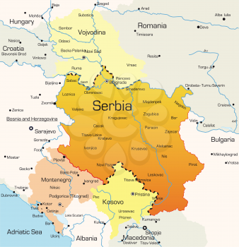 Royalty Free Clipart Image of a Map of Serbia