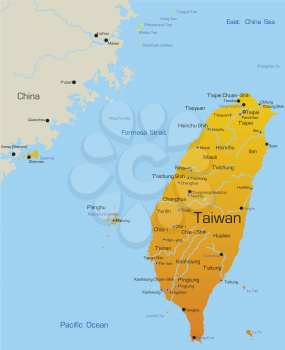 Royalty Free Clipart Image of a Map of Taiwan