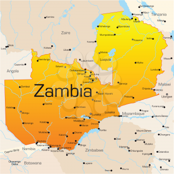 Royalty Free Clipart Image of a Map of Zambia