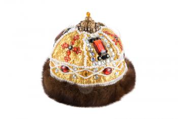 Regal kings fur crown isolated on a white background