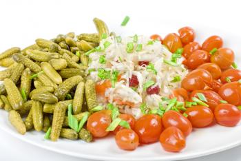 Royalty Free Photo of Vegetables and Rice on a Plate