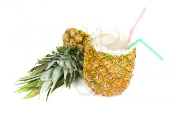 Royalty Free Photo of a Milk Cocktail in a Pineapple