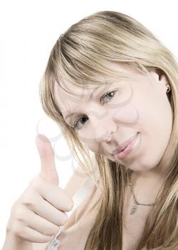 Royalty Free Photo of a Girl Giving a Thumbs Up