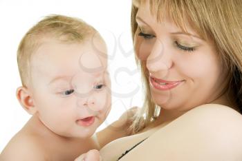 Royalty Free Photo of a Mother Holding Her Son