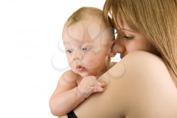 Royalty Free Photo of a Mother Holding Her Son