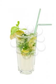 mojito alcohol fresh cocktail isolated on a white