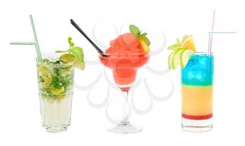 Set of three Fresh cocktails isolated on a white background