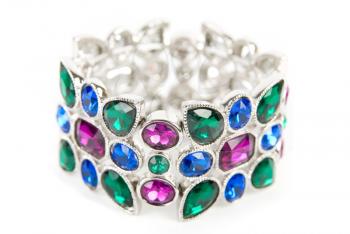 bracelet with color gems isolated on a white background