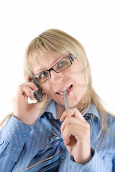 Royalty Free Photo of a Businesswoman Talking on a Cellphone