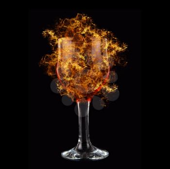 Royalty Free Photo of a Flaming Wine Glass