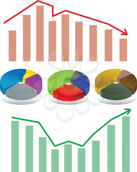 Abstract vector illustration of shiny bar and pie chart