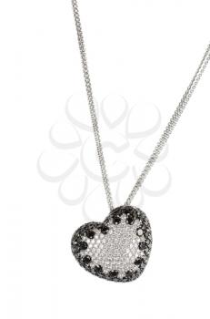 heart pendant of white gold and black and white diamond