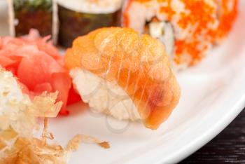 closeup photo of japanese sushi set dish