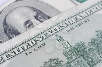 Close up view of pack dollar banknotes