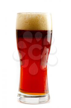 Glass of dark beer isolated on a white background