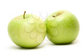 Green apples fruit isolated on white background