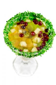 fruit jelly dessert with apple, kiwi, berry and orange