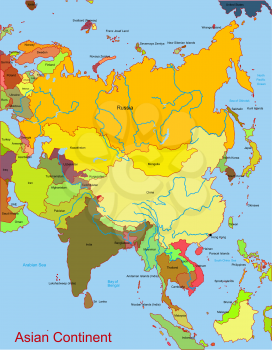 Royalty Free Clipart Image of a Map of Asia