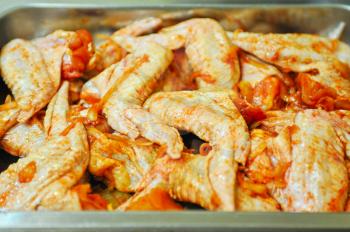 marinated chicken wing meat shashlik closeup photo