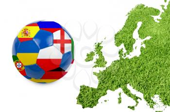 Europe map from green grass texture