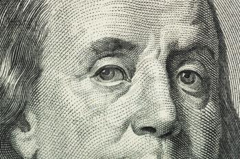 Close up view of dollar banknote