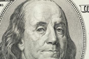 Close up view of dollar banknote