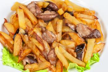 fried potatoes with mushrooms - tasty dish