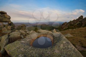 Nature baths on Sinyukha mountain, the highest mountain of Kolyvan ridge, in the Altai Territory of Russia