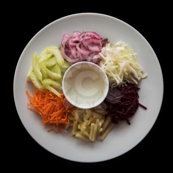 Cutted fresh vegetables on a plate