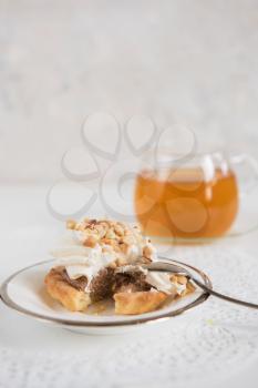 Tasty different cakes set with on a white background