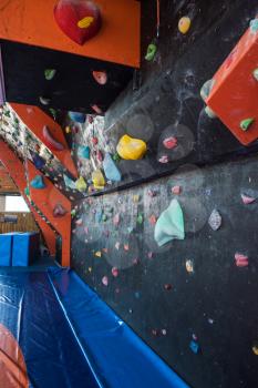 Colorful climbing modern gym without people